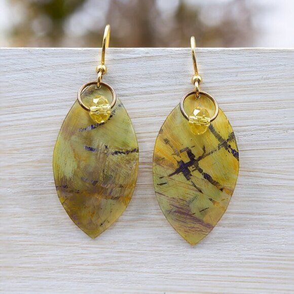 Boutique Jewelry - Gold Petal Drop Earrings | Lightweight Watercolor Design